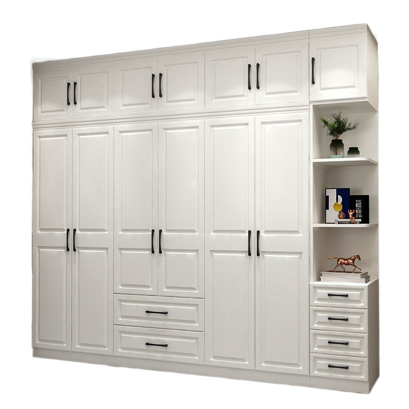 Solid Wood European Wardrobe Home Bedroom Rental Double Door Large Wardrobe Accessible Luxury Locker Simple Assembly Wardrobe
