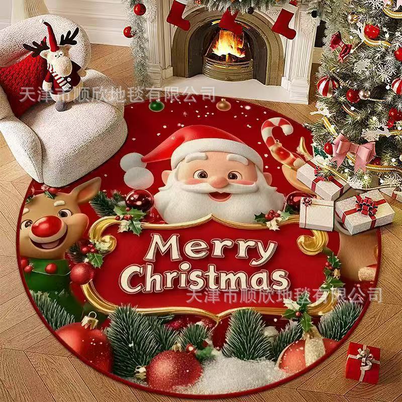 Amazon クロスボーダー temu ラウンド クリスマス カーペット 雰囲気 洗濯不要 汚れにくい ソファ コーヒーテーブル カーペット 卸売|undefined