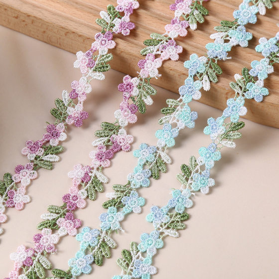 2cm water soluble embroidery lace colorful segment dyeing line small flower clothing accessories fabric Jewelry necklace DIY lace
