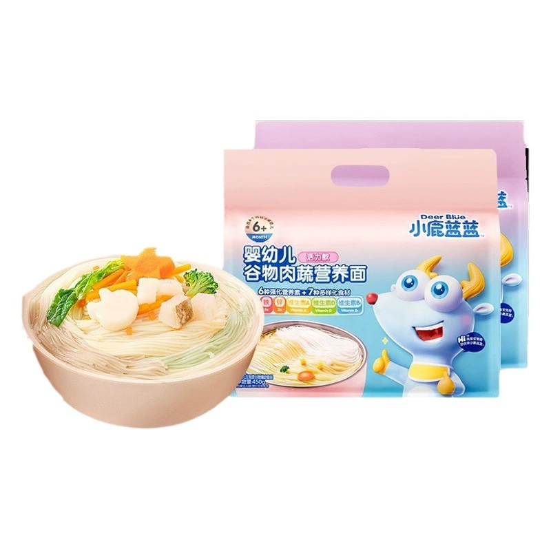 Детские короткие лапша-макароны Little Deer Blue Blue с зерновыми для малышей, оптовая упаковка, с рецептами прикорма для младенцев