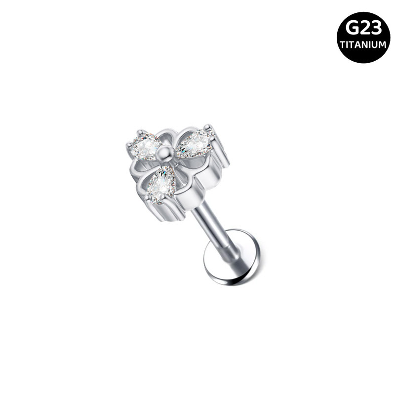 1 Piece Quantity Holiday Occasion G23 Titanium Material 1 Piece Ear Cartilage Rings & Studs Vacation Simple Style Solid Color G23 Titanium Inlay Zircon Ear Cartilage Rings & Studs