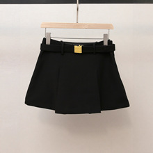 深圳南油高端女装秋季新款法式辣妹风百搭A字显瘦腰带百褶半身裙