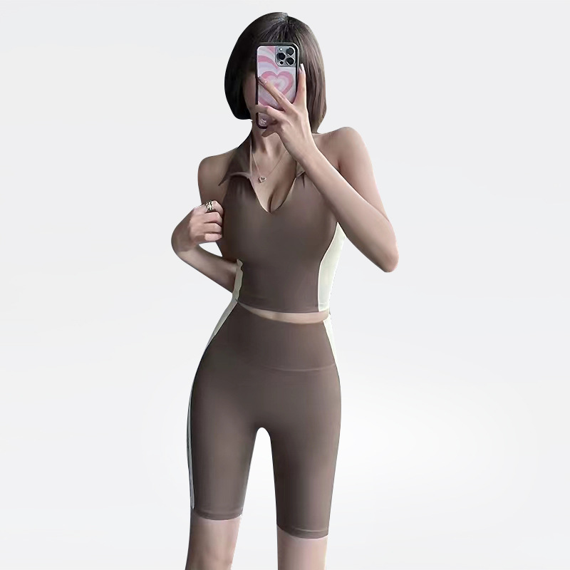 2022 primavera y verano nuevo chaleco de yoga femenino Lulu Halter solapa belleza espalda contraste color adelgazamiento deportes ropa de yoga femenino