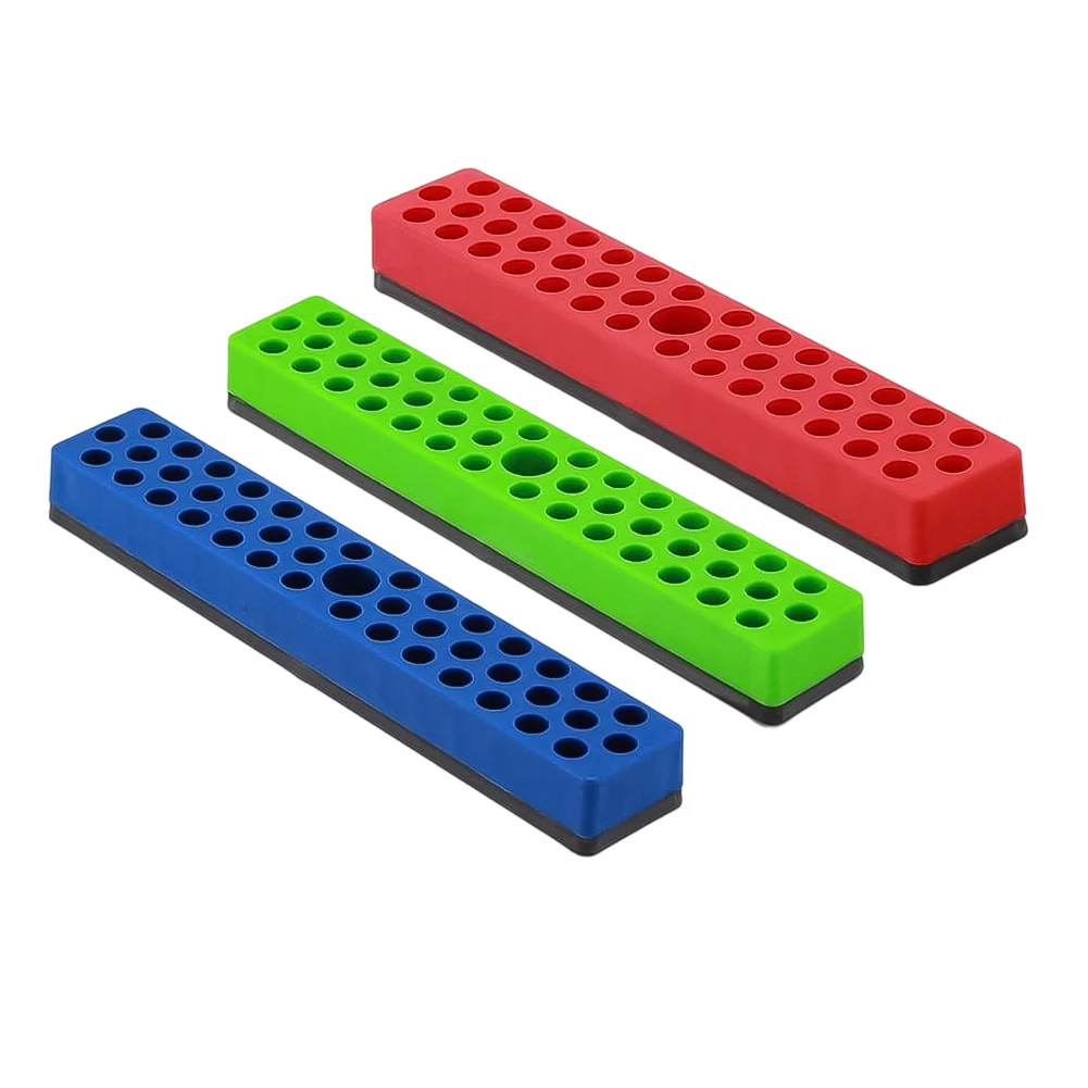 跨境批头磁性收纳座三色六角位组织器钻头铣刀分类五金工具收纳架