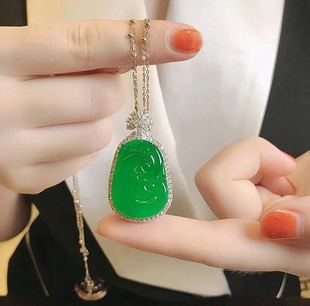 Natural Burmese Jade Ice Ruyi Jade Pendant Manyang Green Buddha Jade Pendant 18k Gold Inlay A Women's Pendant