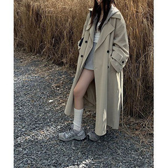 卡其色风衣外套女款2025新款秋季长款英伦风气质设计感批发腈纶