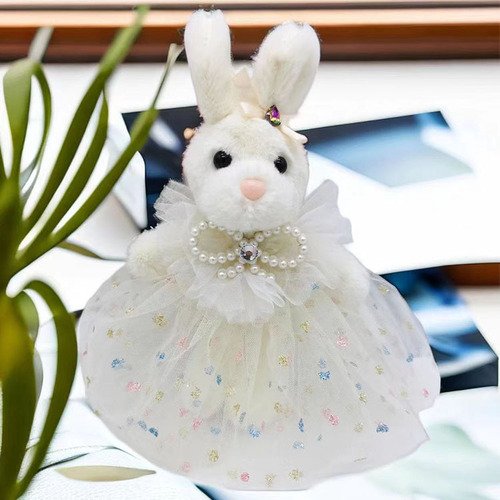 Cute vertical-eared plush bunny doll pendant car accessories bag keychain plush toy wedding gift