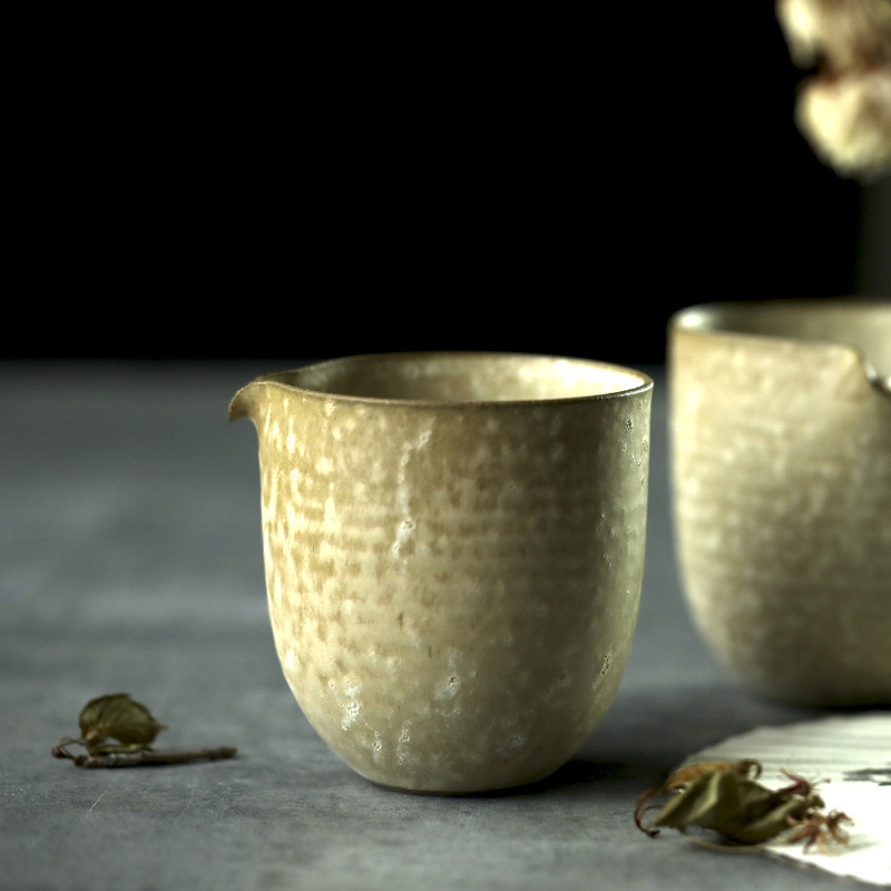 Xu Wan's Design of Japanese-Style Handmade Coarse Pottery Powder Fair Cup, Vintage Ceramic Even Cup, Fair Cup Tea Divider