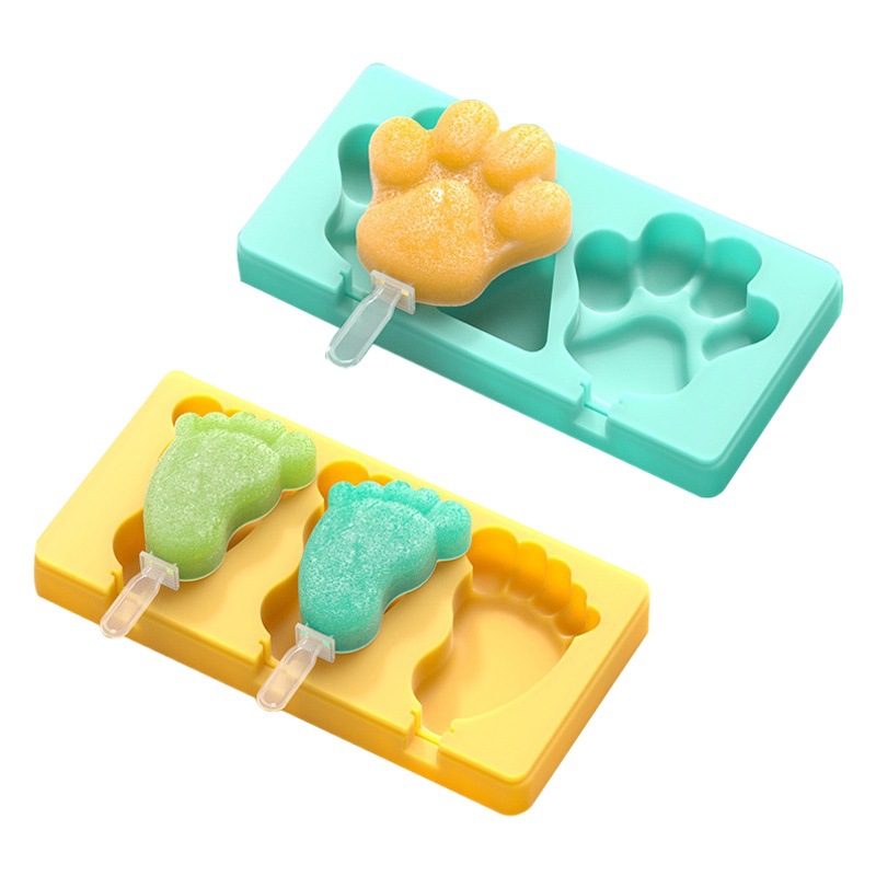 En stock 2 colores helado molde de silicona garra de gato pie chica helado DIY molde de helado casero en stock al por mayor