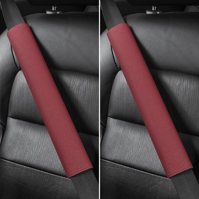Seat belt shoulder pad: Suitable for BMW 3 Series 5 - no-logo-38cm-suede-a-pair-of-burgundy-shoulder-pads