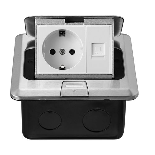 Stainless steel ground socket pop-up undamped European standard American standard network hidden waterproof French standard ground socket