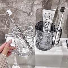 冰川紋漱口杯透明牙刷杯輕奢家用洗漱杯兒童牙杯牙膏牙刷杯冰川紋