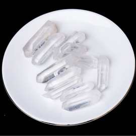 天然白水晶柱单晶体 水晶原石矿标消磁净化能量石六棱柱摆件批发