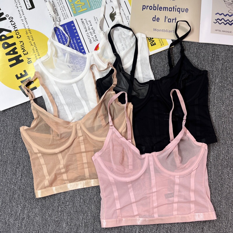 European and American Ladies Wedding Intimates Transparent Unlined Camisole Mesh Women's Sexy Corset Wedding Intimates