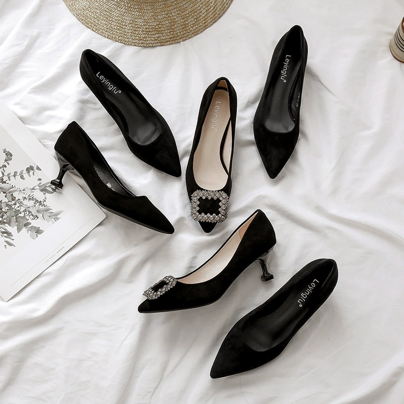 Женская обувь 2023 новые осенние туфли Весна-Осень на маленьком каблуке 3 см туфли на низком каблуке женские 5 см кошачий каблук с острым носком