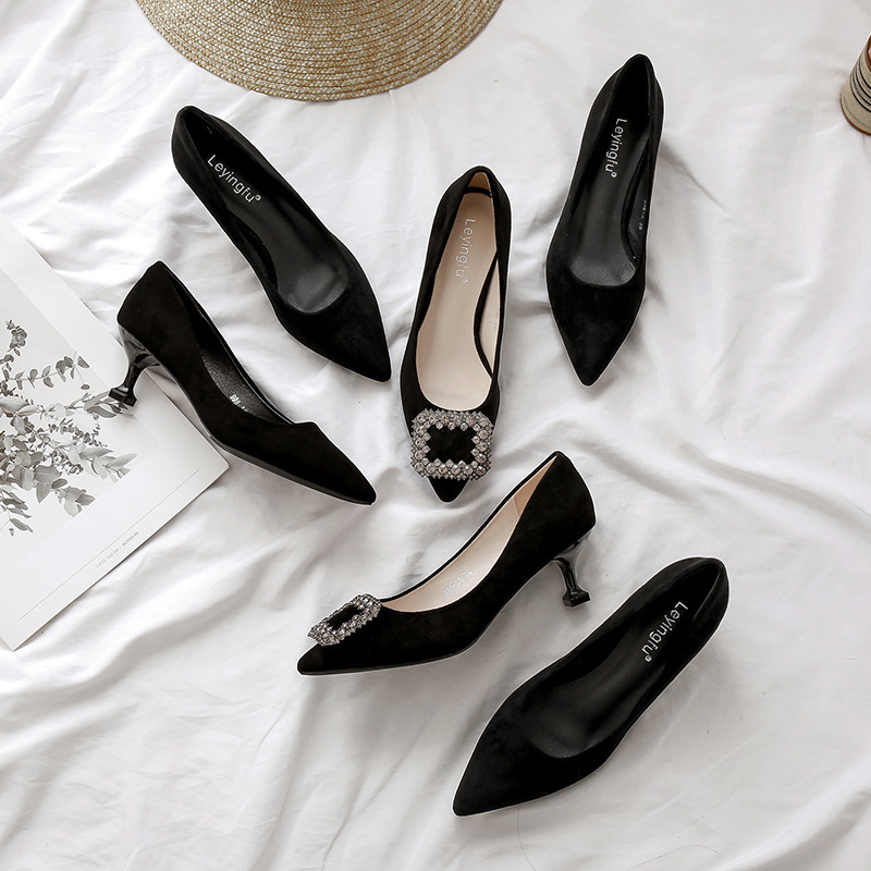 Women's Shoes 2026 New Autumn Style Spring and Autumn Low Heel 3cm Single Shoes Women's 5cm Kitten Heel Stiletto Pointed Toe High Heels