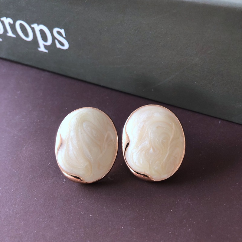 Milky White Drip Glazed Resin Series Fresh Plant Flower Geometric Shape 925 Silver Stud Earrings Eardrops B24 display picture 9