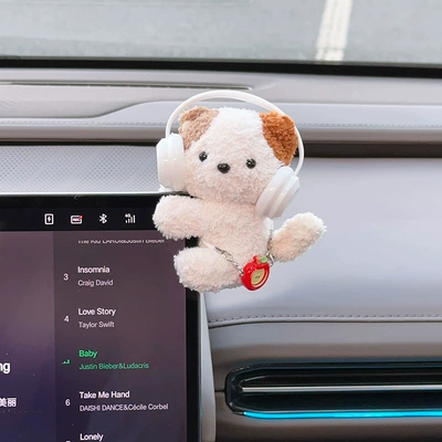 Cartoon Cute Electric — Car ornaments - white-headphones-1-calico-cat-doll-with-glue