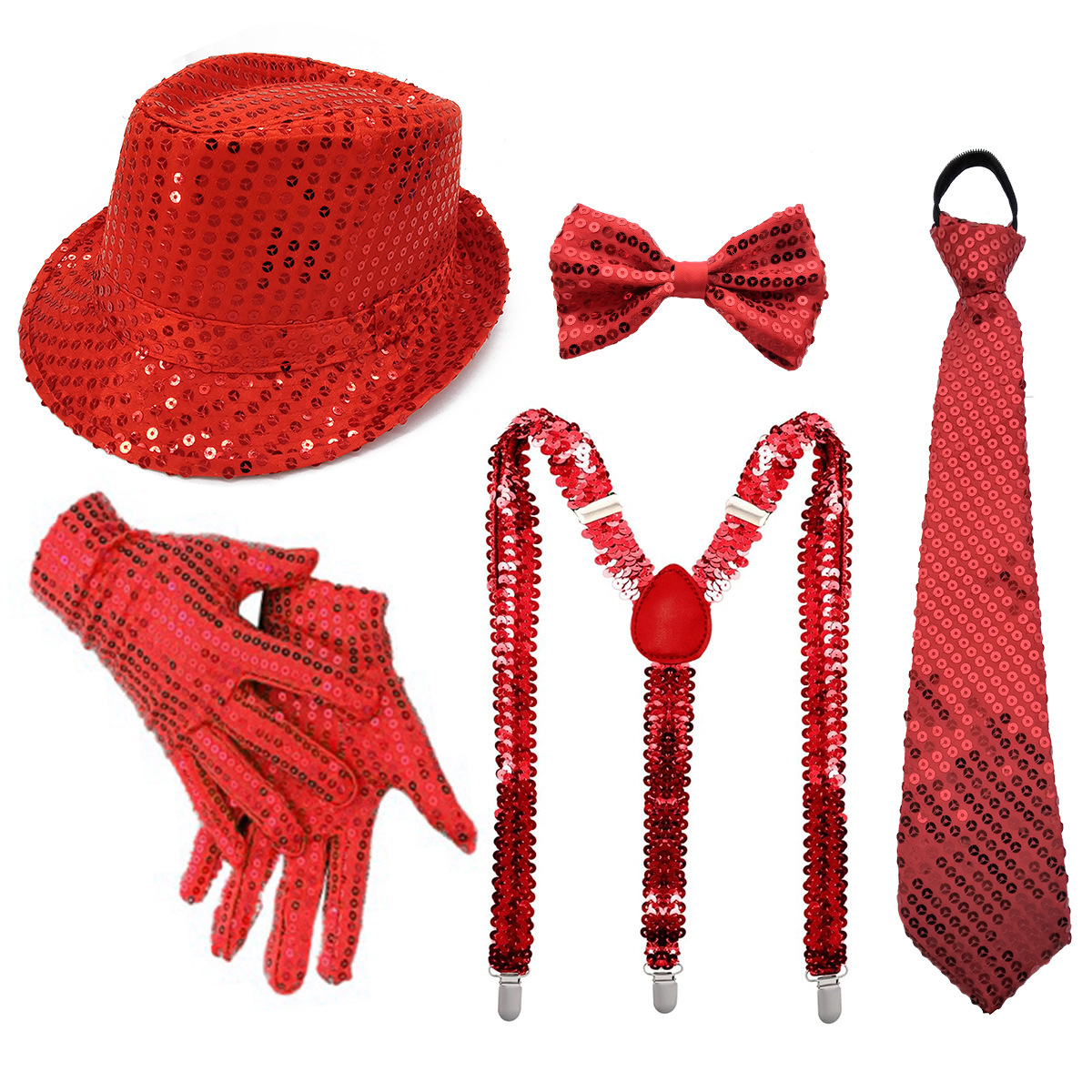 70s DISCO espectáculo accesorios esquinilla sombrero corbata guantes cinturón hombre conjunto Xiaoyin TEMU en stock