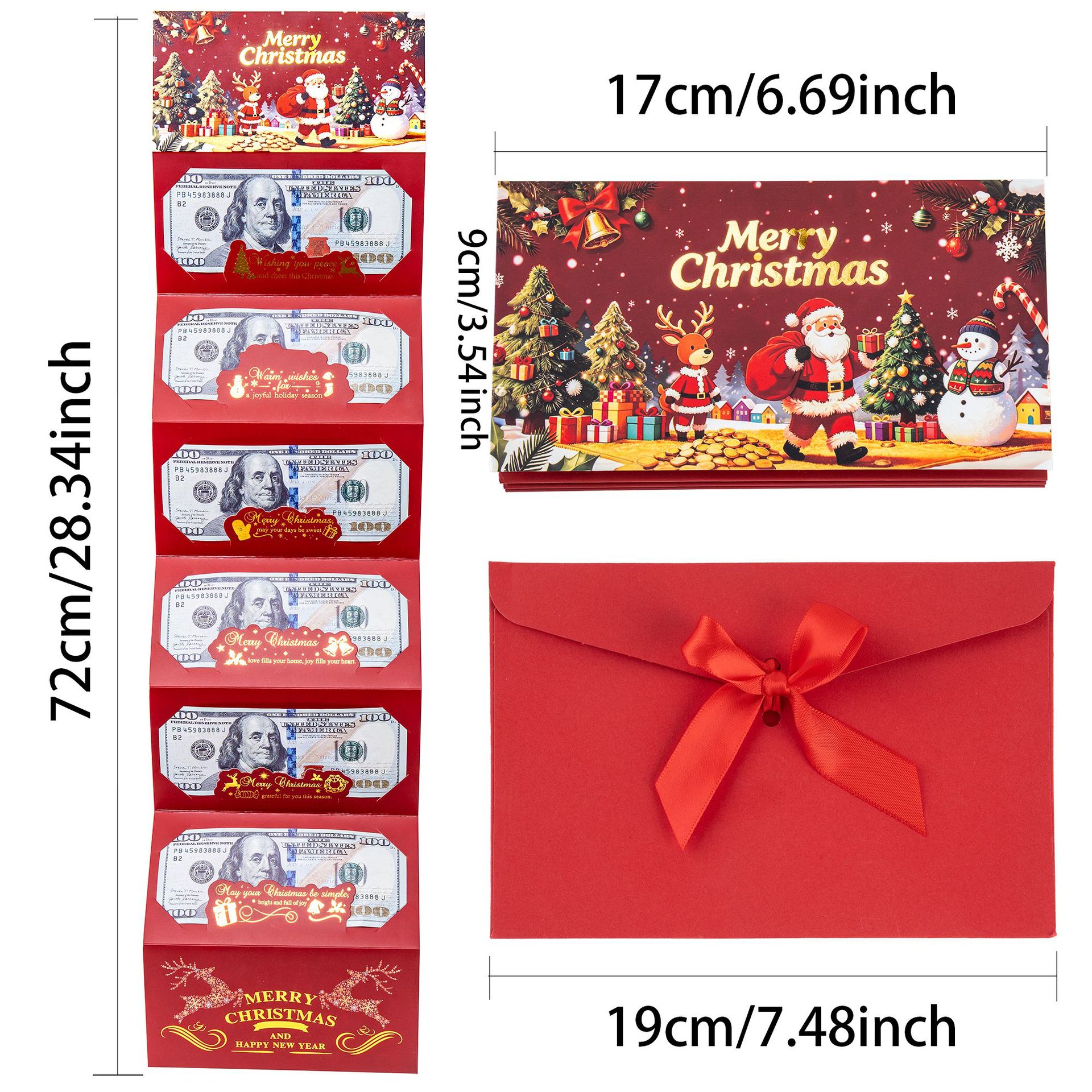 2026 nuevo Papá Noel transfronterizo dólar 6 tarjetas sobre rojo caja de dinero sorpresa de Navidad