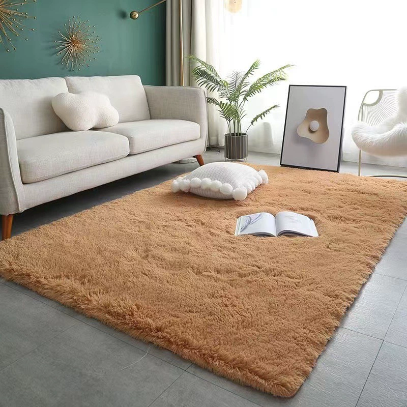 Плюшевый PV бархатный длинноворсовый ковер, ткань как шёлк‑мохер, однотонный цвет, несколько размеров (40×60–200×300 см)