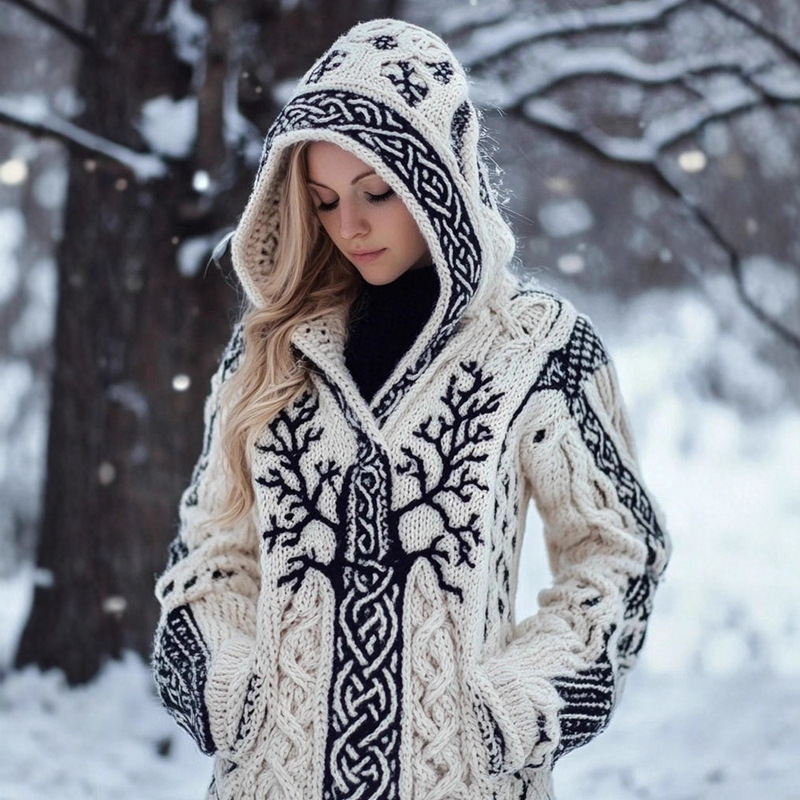 Autumn and Winter Digital Print Skin-Friendly Anti-Pilling Knit Sweater for Women, Round Neck Loose Long Coat, Slim-Fit Sweatshirt Jacket for Women Autumn and Winter Digital Print Skin-Friendly Anti-Pilling Knit Sweater for Women, Round Neck Loose Long Coat, Slim-Fit Sweatshirt Jacket for Women