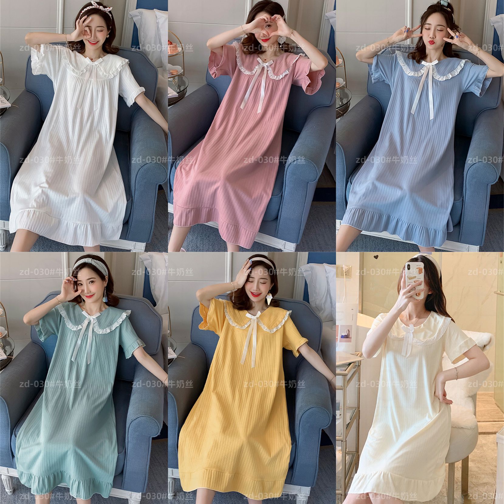 Pijama de verano de mangas cortas cuello de muñeca dulce hadas corte coreana estudiante pijama princesa ropa de estilo doméstico