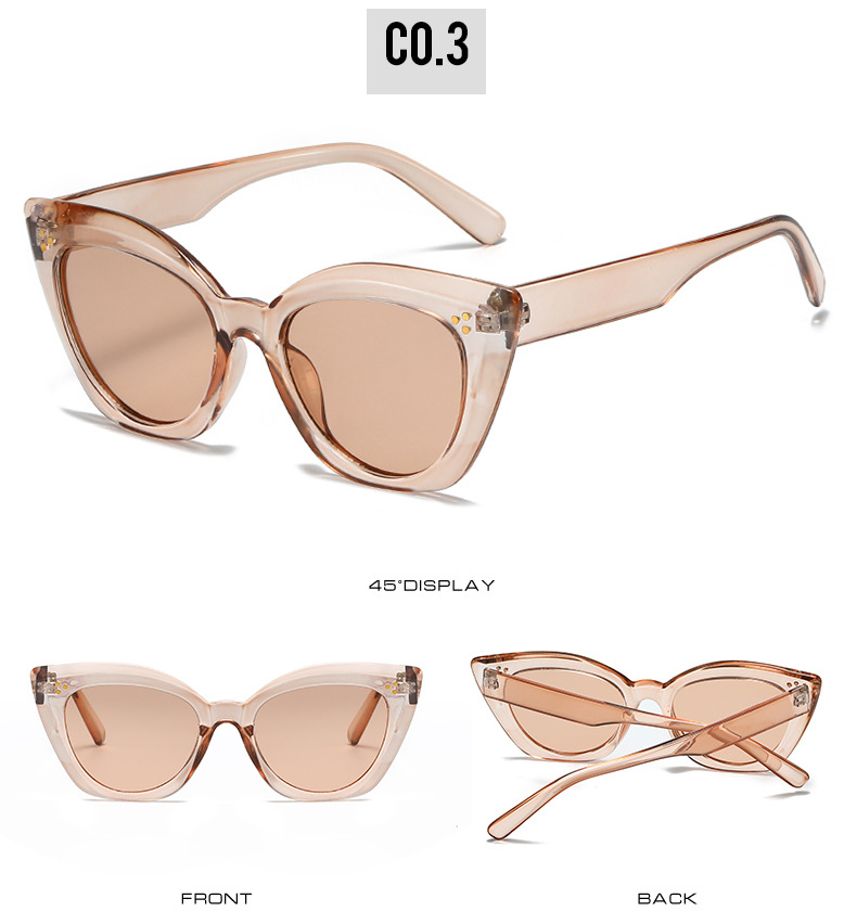 Retro cat-eye solglasögon för damer med nitar avant-garde_voghion.com
