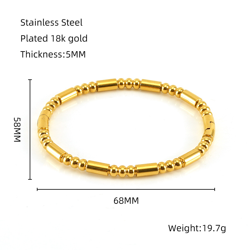 Transfronterizo europeo y americano popular de bambú redondo grano pulsera de acero inoxidable 18K oro cerrado pulsera de acero inoxidable pulsera de todos los partidos