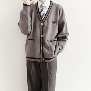 Kitano College Long Sleeve Cardigan Sweater JK/DK Uniform Couple Coat Knitted Sweater College Style
