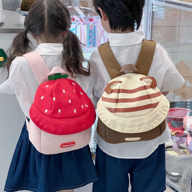 儿童双肩包女童可爱卡通水果帽子背包2025新款男女宝宝幼儿园书包|undefined