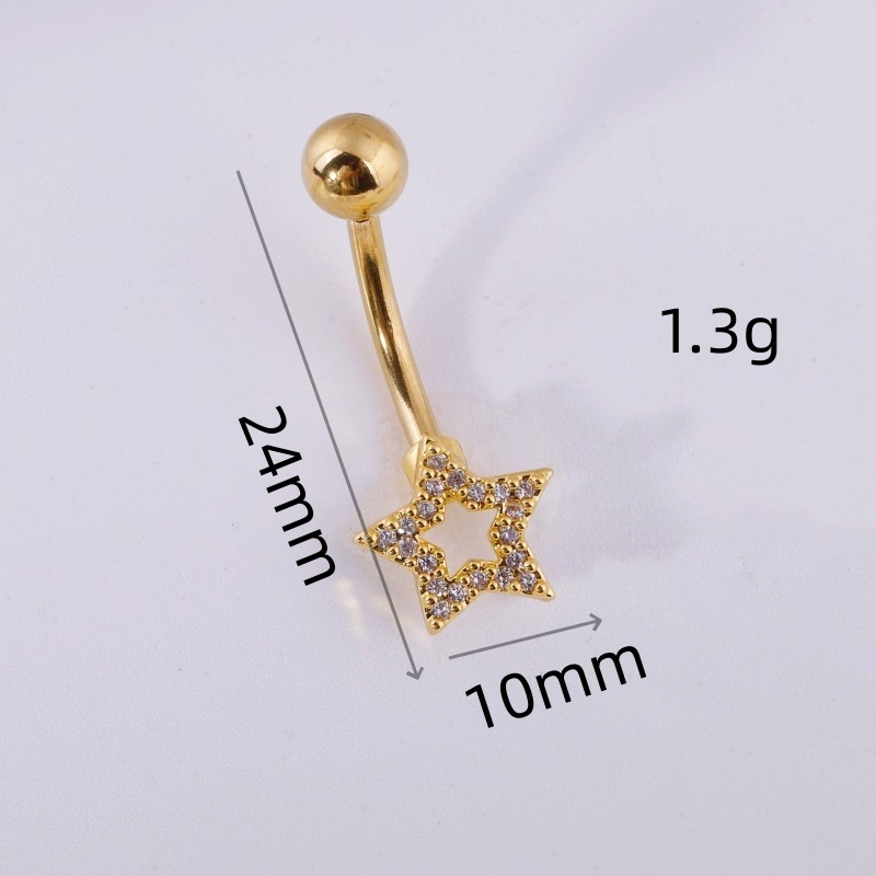 Zircon Bow Leaf Navel Ring Belly Button Ring Piercing Jewelry Wholesale detail image 10