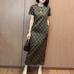 25668 新しい大愛美源 2025 夏の新ハイエンドファッション半袖ルーズロングストレートスカート女性のための
