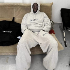 ins爆火Mowalola sweat suit运动灰色套装宽松纯棉男女同款卫衣裤