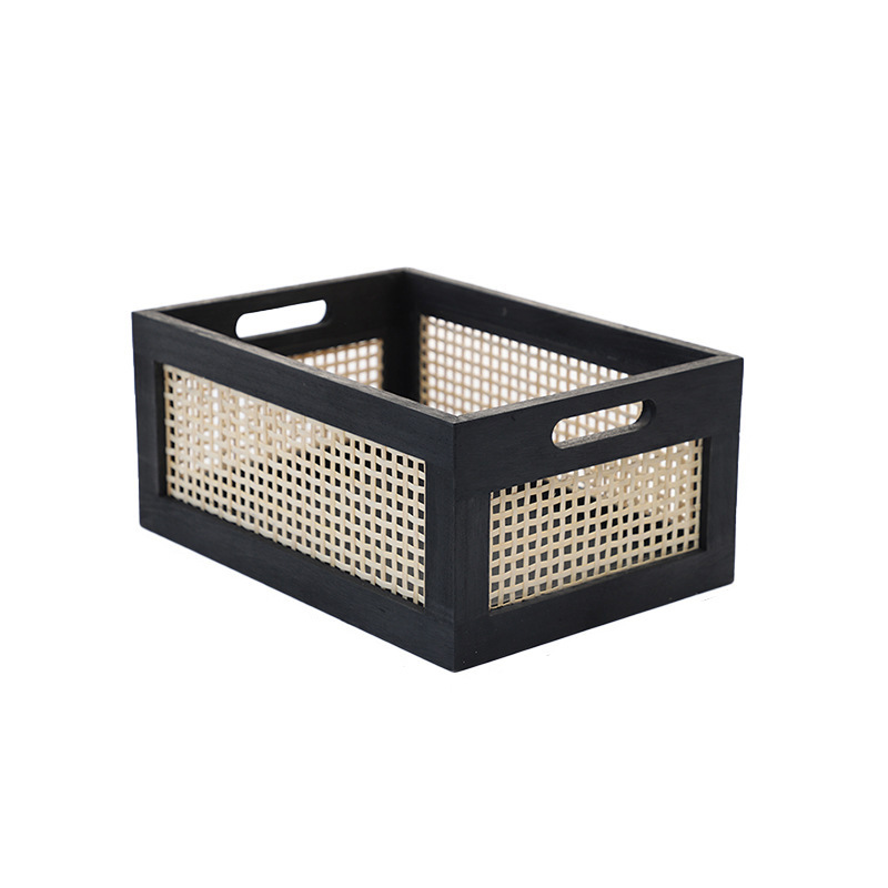 Japanese Style Vintage Handmade Bamboo Storage Basket Desktop Storage Box Home Living Room Books Snacks Sundries Storage Box