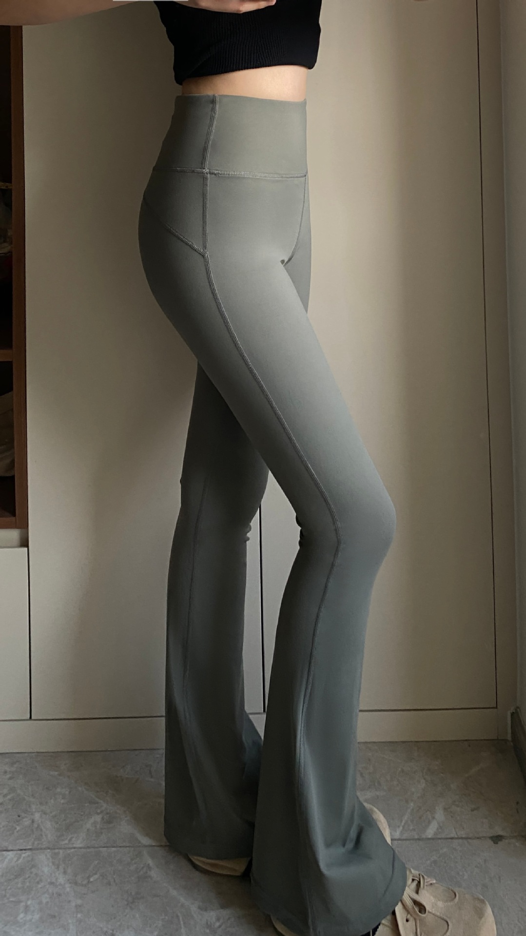 luludarling 抗菌ヨガフレアパンツレディースグローブスポーツフィットネスハイウエストヒップリフティングマイクロフレアフィットネスパンツ