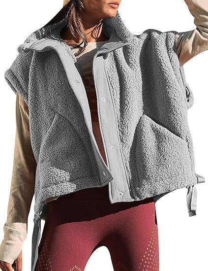 Europa y América del otoño y el invierno de las nuevas mujeres de lana-como chaleco sin mangas casual chaleco chaqueta de gran tamaño Chaleco con bolsillo image 12