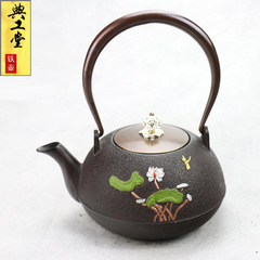 典工堂鐵壺仿日本南部鑄鐵壺綠葉荷花生鐵壺 燒水壺 茶具茶壺