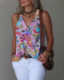 2023 Independent Station wish Amazon Explosions Summer Simple V-neck Metal Buckle Printed Small Vest Top for Women