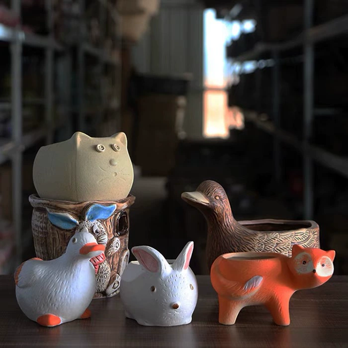 Новый продукт мультфильм белый фарфор мультяшный контейнер с мясом цветочный горшок