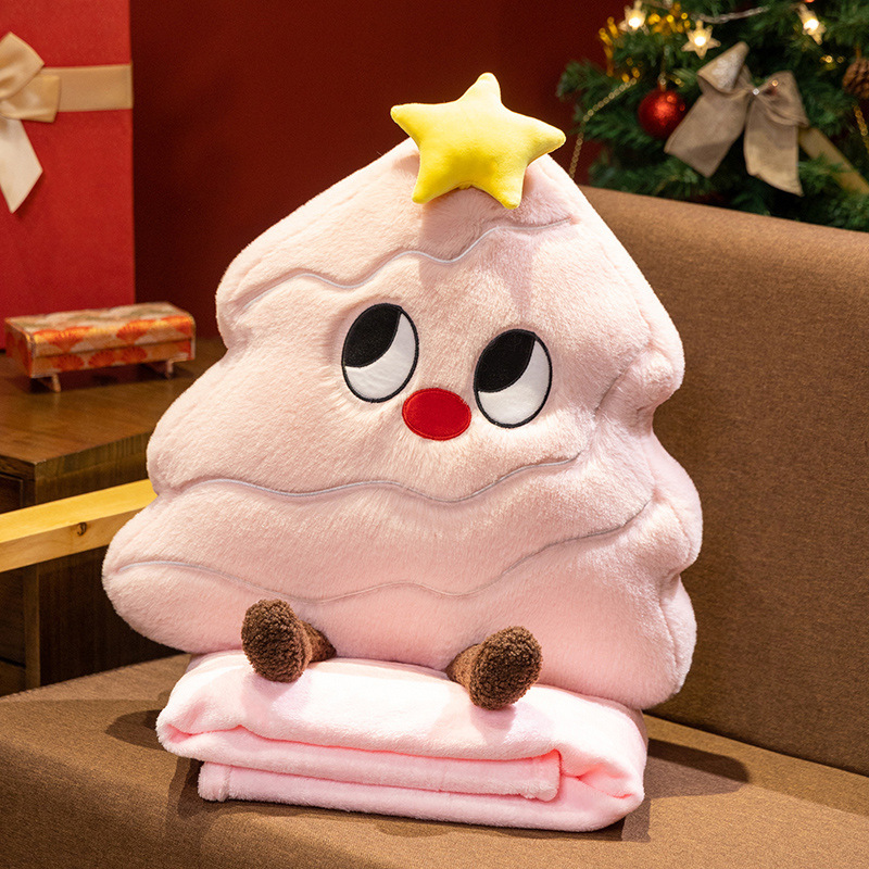 Creativo de dibujos animados Navidad árbol de Navidad almohada manta de coche de oficina 2 en 1 sofá asiento respaldo