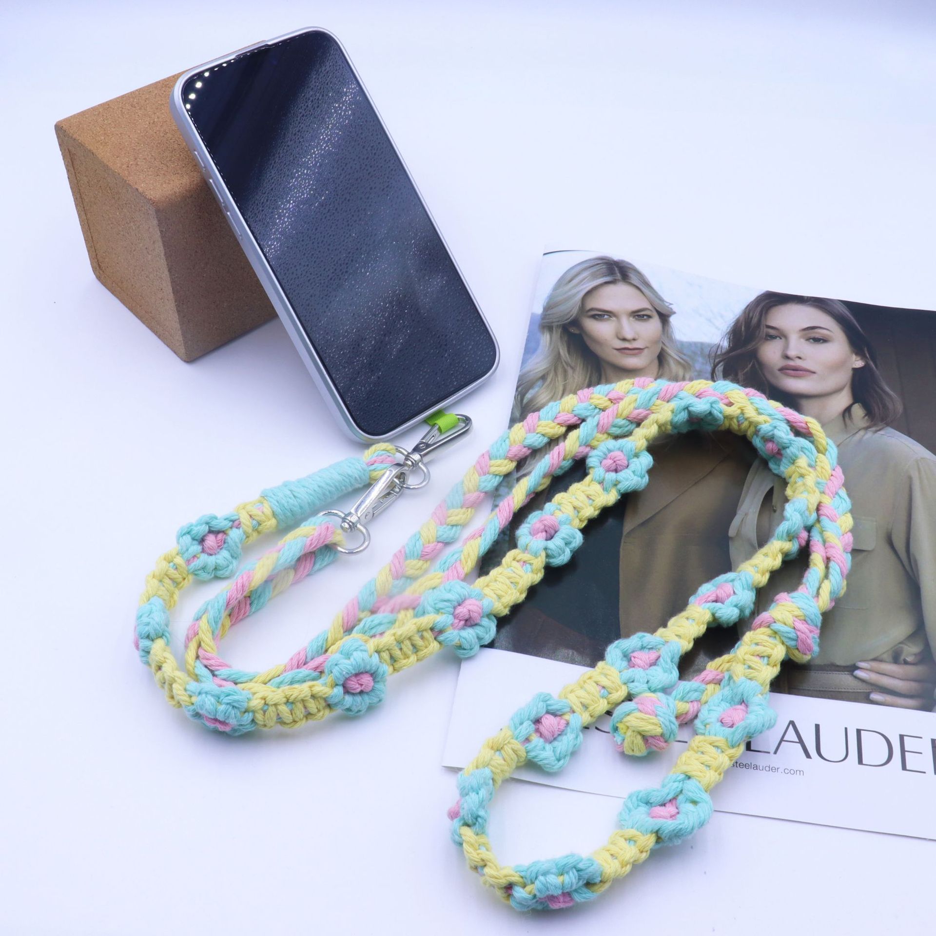 Mobile Phone Strap Lanyard Cross-body Extended Lanyard Long Anti-lost Hand-woven Daisy Flower Fashionable And Versatile