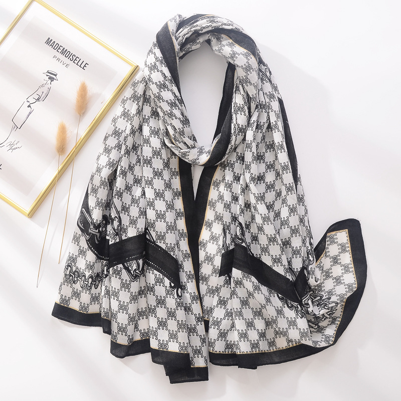 2021 primavera y verano cálido aire acondicionado chal protector solar bufanda algodón y lino sensación Toalla de playa Otoño e Invierno nueva carta bufanda para mujeres