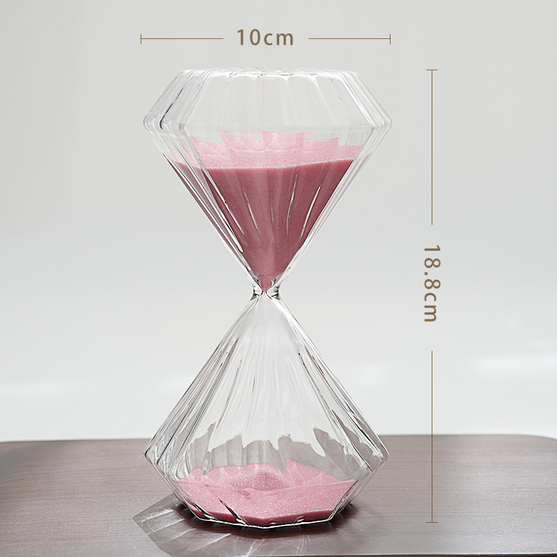 Creativo ins Rosa rayas reloj de arena temporizador diamante cristal decoración del hogar fábrica al por mayor