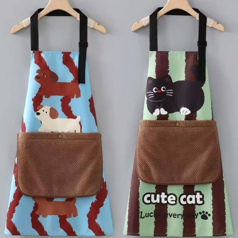 Detachable cute thickened apron for kitchen use, oil-proof and waterproof, stylish and attractive for young cooks