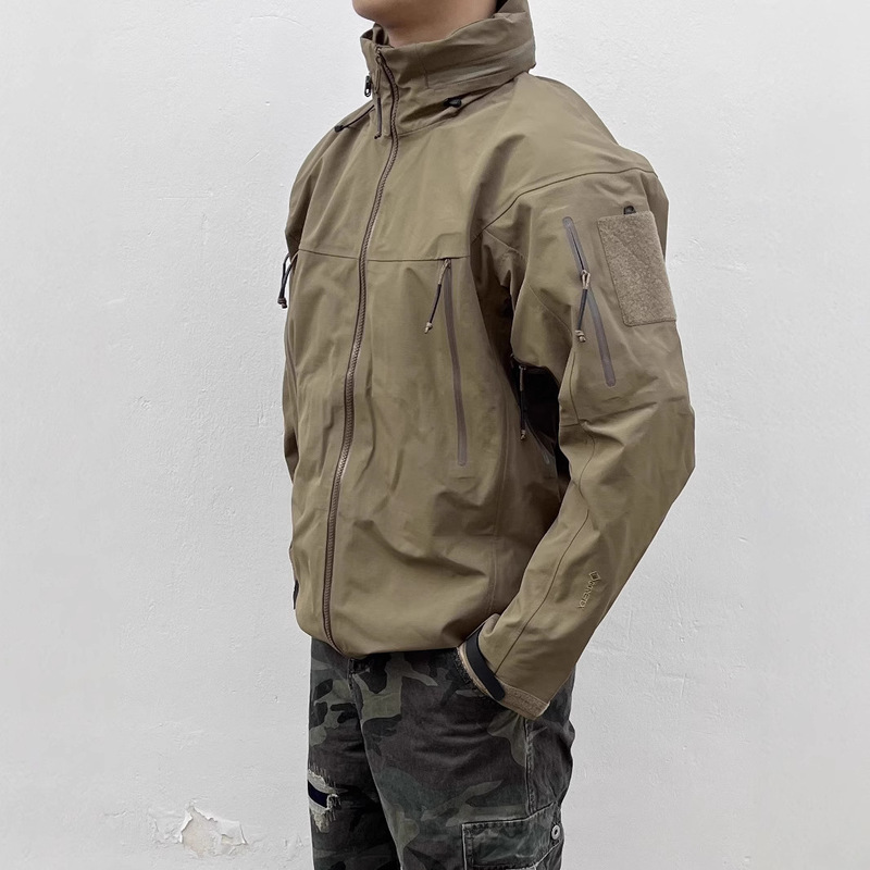 Auticup Military Bird Hard Shell Hooded Three-Proof Zipper Stiff Jacket Jacket Short Wide Outdoor Tough Guy Jacket Men
