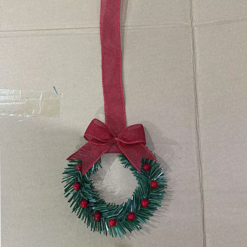 クリスマスキャビネット花輪キッチンリボン付き蝶結びクランベリー小窓花輪クリスマスパーティー装飾|undefined