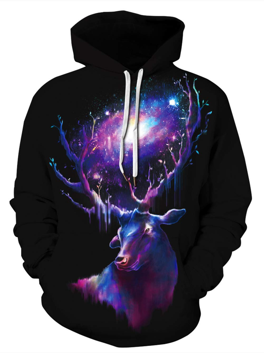 Primavera y otoño Navidad suéter con capucha impresión digital 3D hombres y mujeres con la misma tendencia suéter casual suelto