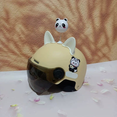 Motosiklet kaskı (dəbilqə) Old Boys and Girls Electric - no-11-beige-tea-short-mirror-white-cat-ears-white-bear-7-15-years-old