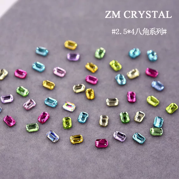 New 2.5*4mm Mini octagonal rectangular flat bottom nail art shaped drill little monkey gold bottom drill nail drill